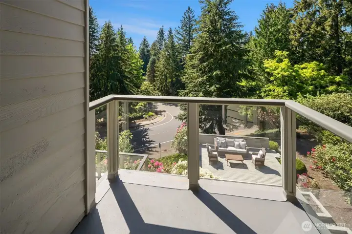 Private deck off primary bedroom with lovely garden view
