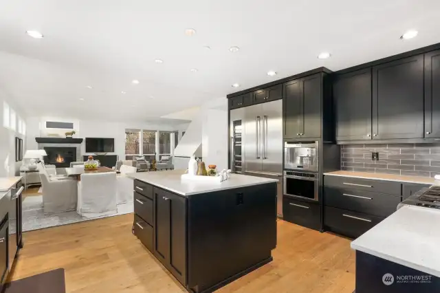 view to living, dining areas from kitchen