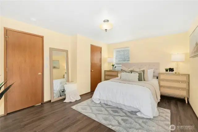 Primary bedroom with large walk in closet...