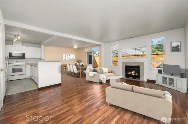 Cozy gas fireplace during those Pacific Northwest winters and lots of natural light for those cloudy days. Virtually staged.