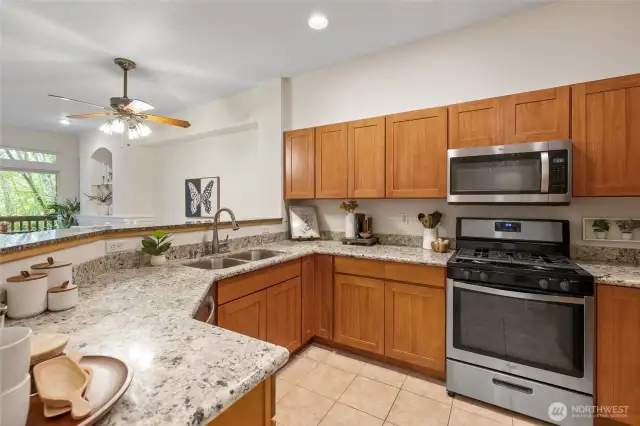 Tastefully modernized kitchen with an abundance of storage & counter space