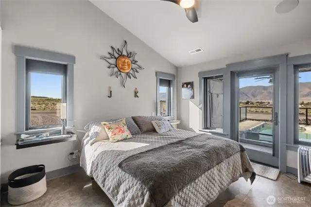 Primary bedroom with access to covered back deck.