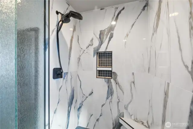 Primary tile shower.