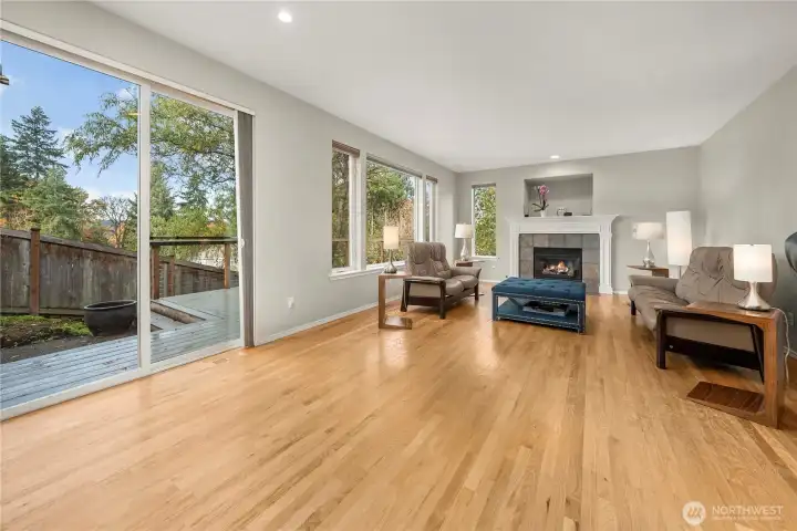 Family room with dining area off kitchen
