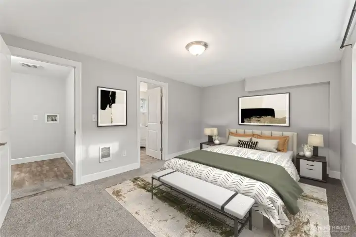 *Virtually staged- Same bedroom associated with split-level. Utility room and bathroom are to the left.