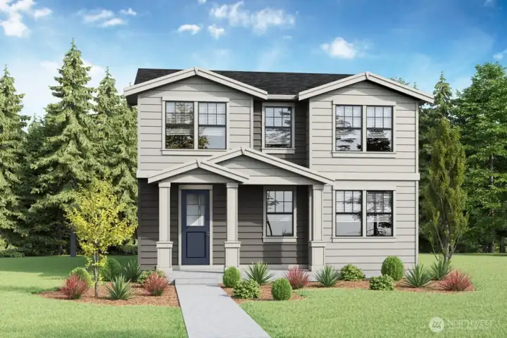 Welcome to Home!  Brentwood floorplan features 2-car garage with 50AMP plug in the garage for your EV. Materials, colors, and finishes will vary. See site agent for details.