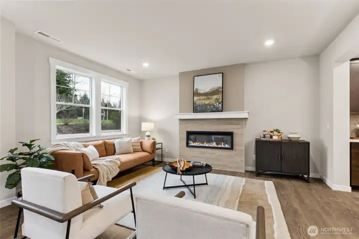 Another view of the family room.  Materials, colors, and finishes will vary. See site agent for details.