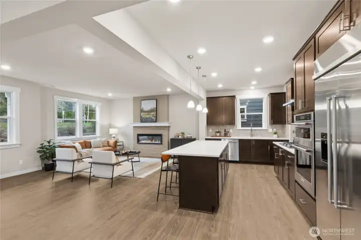 Another great view of the great room. Materials, colors, and finishes will vary. See site agent for details.