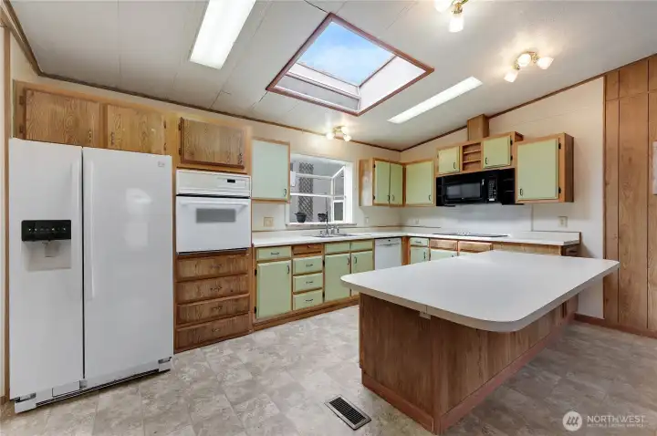 You can install new cabinets for fairly cheap and have a very nice kitchen.