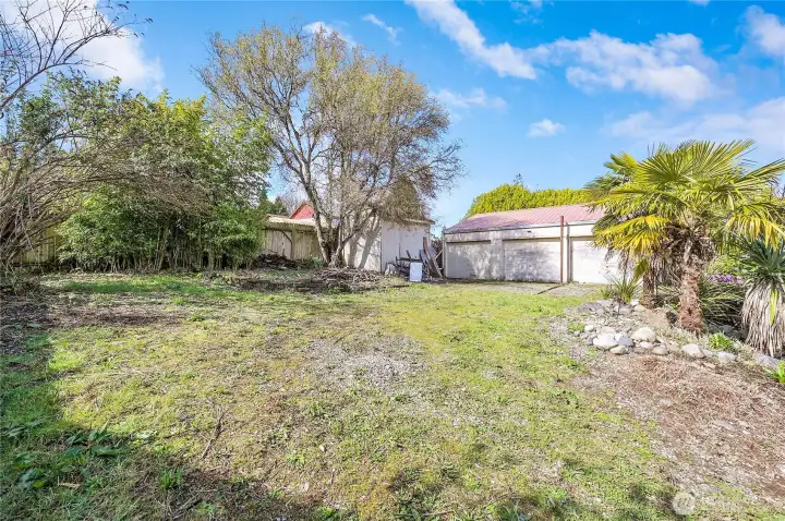 The detached 3 car garage with ample additional off-street parking.