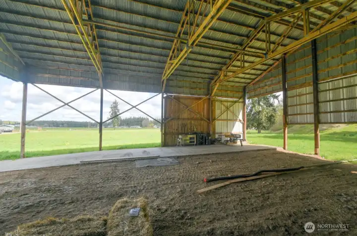 inside of the multi-purpose barn, could be set up for horses, cattle, sheep, or?