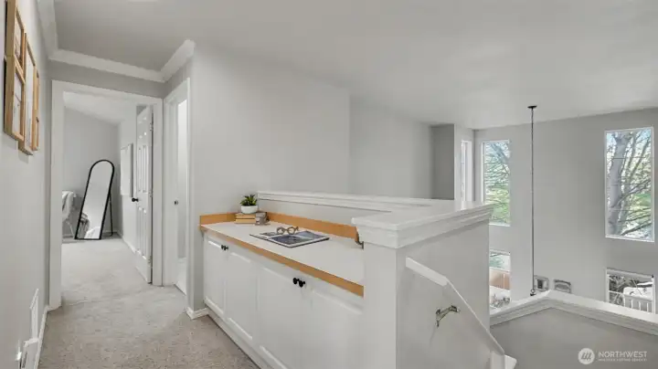 Upstairs workspace landing area