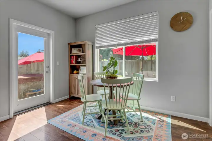 You eat-in kitchen accesses your patio and hot tub.  It's a great place to relax and unwind after a long day.