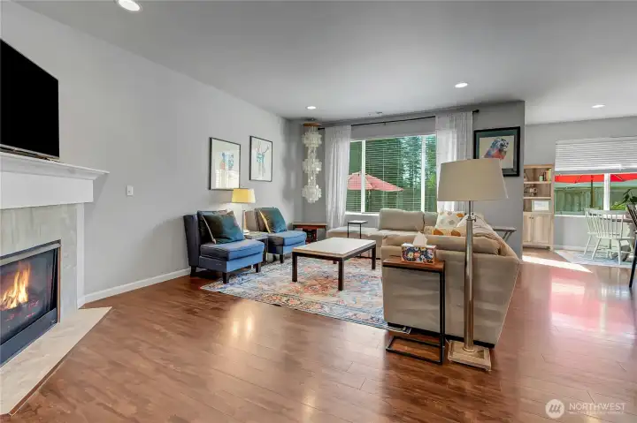 Nice open airy spaces let this home live large.  Natural light floods the rooms, and you can enjoy the greenbelt greenery throughout the year.
