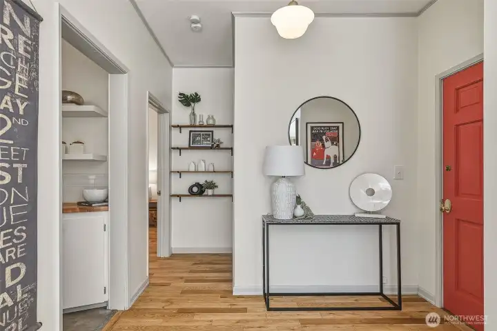 Lofty ceilings & vintage lighting blend seamlessly with modern updates.