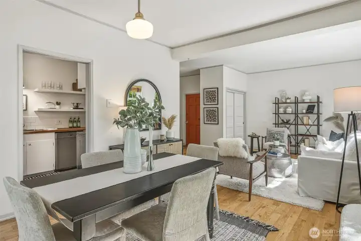 Open dining area with easy access to the kitchen.