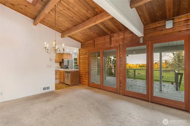 The dining area looks out towards the Golf Course.
