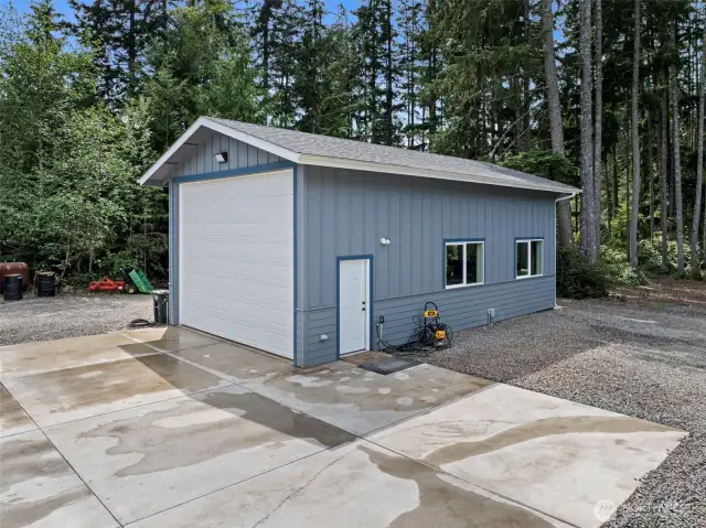 Detached shop/garage is 20x36, powered and plumbed for a bathroom.