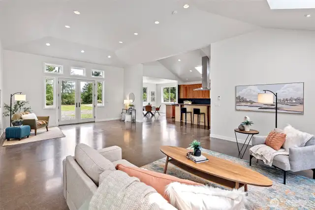 Open concept layout with vaulted ceilings and lots light and space.