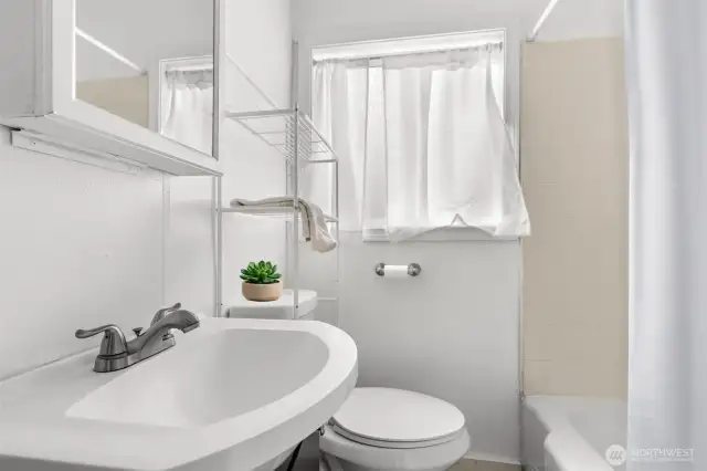 Convenient hall bath.