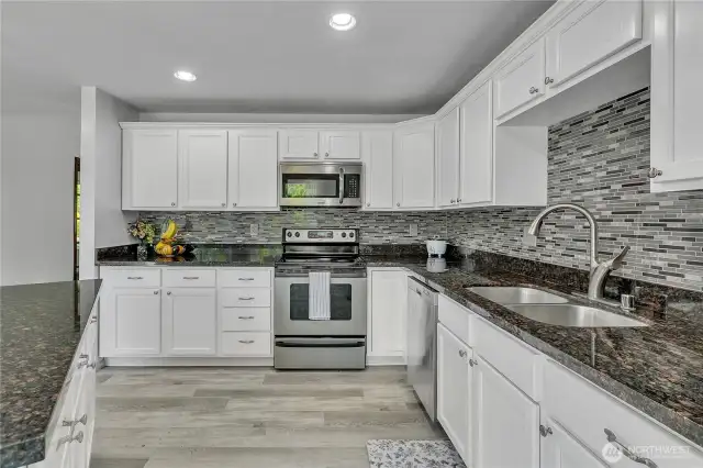 Kitchen with granite countertops