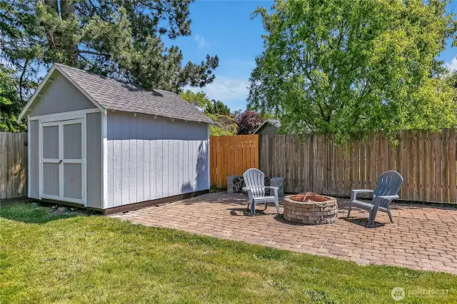 Shed and firepit
