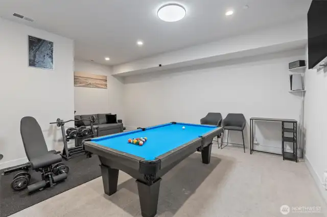 This expansive room, large enough for an 8-foot professional pool table, which can be included with the purchase!