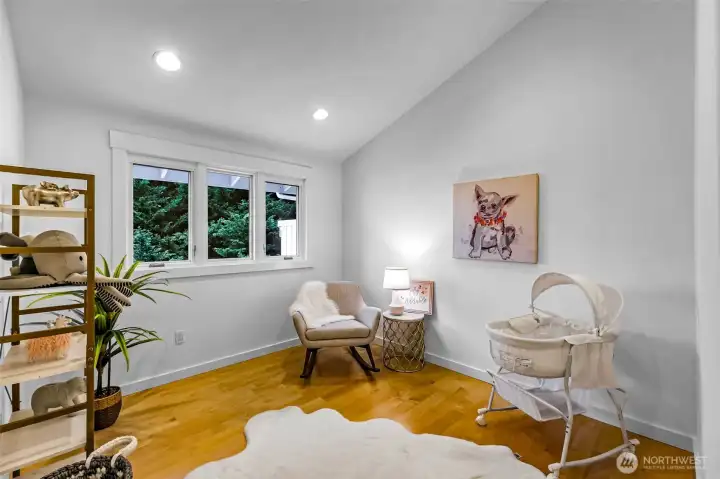 4th bedroom staged as a nursery! Seller converted this to a study room on the second floor during the remodel.