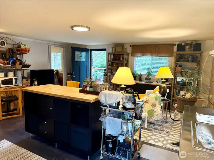 Butcher block counter with lots of storage