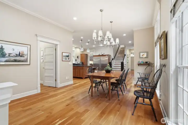 Wide hallways and tall ceiling heights.