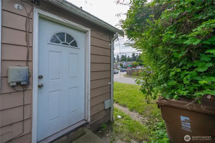 Back door entrance to the utility room.