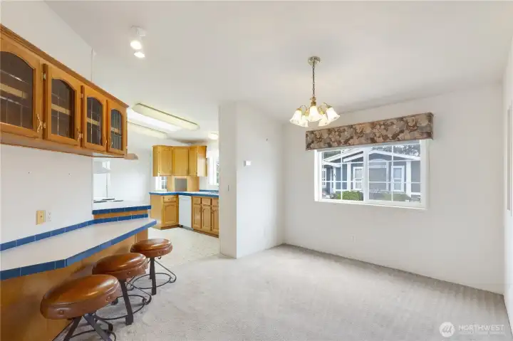 Counter space with stools.