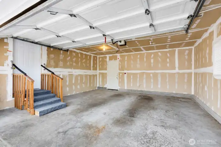2-car garage with extra storage space.