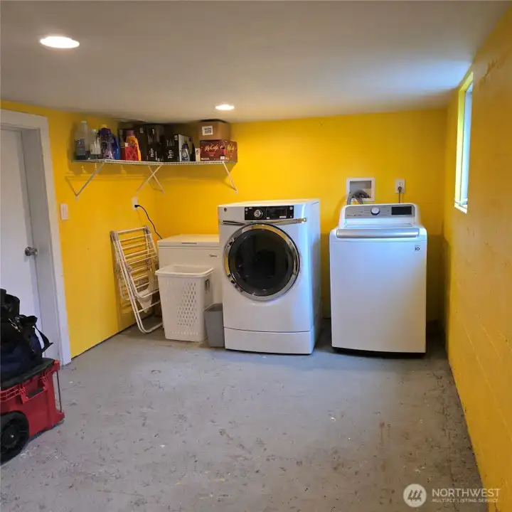 Washer and Dryer Utility area in Finished basement area.
