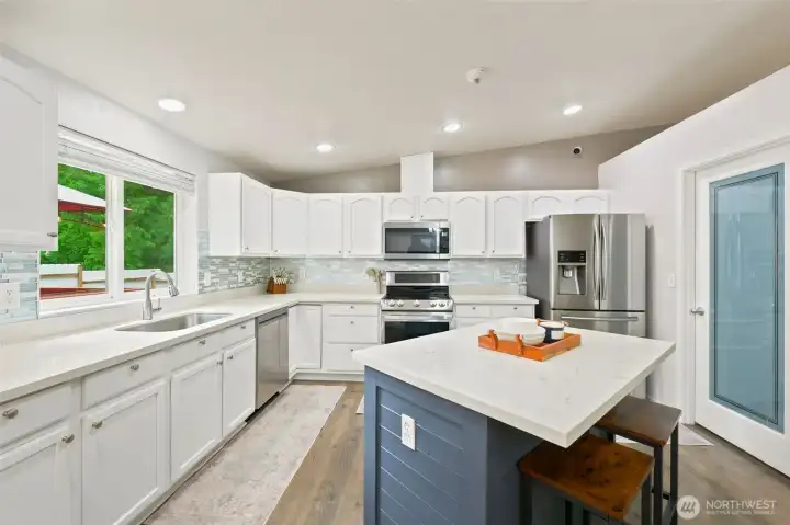 Updated kitchen with quartz countertops Updated kitchen with quartz countertops