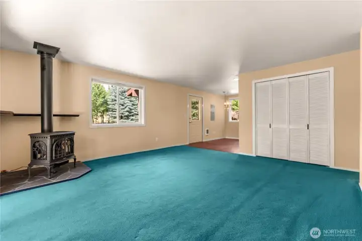 Open living area provides flexible furniture placement and comfortable gathering space. Open living area provides flexible furniture placement and comfortable gathering space.