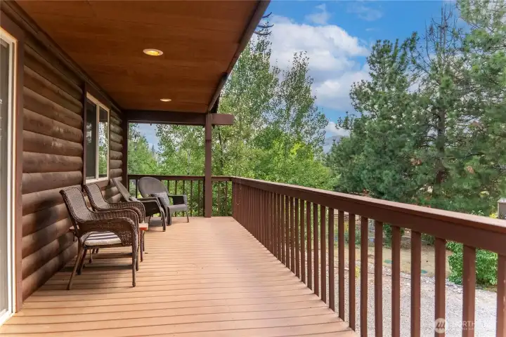 Expansive covered deck extends your living space outdoors. Expansive covered deck extends your living space outdoors.