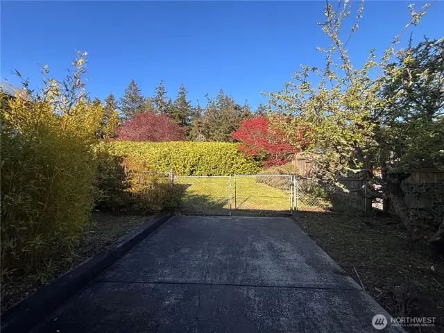 Fenced in backyard, perfect for your furry friend.