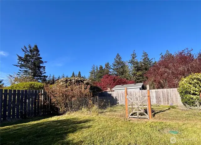 Fenced in garden area, perfect for growing your own vegetables.