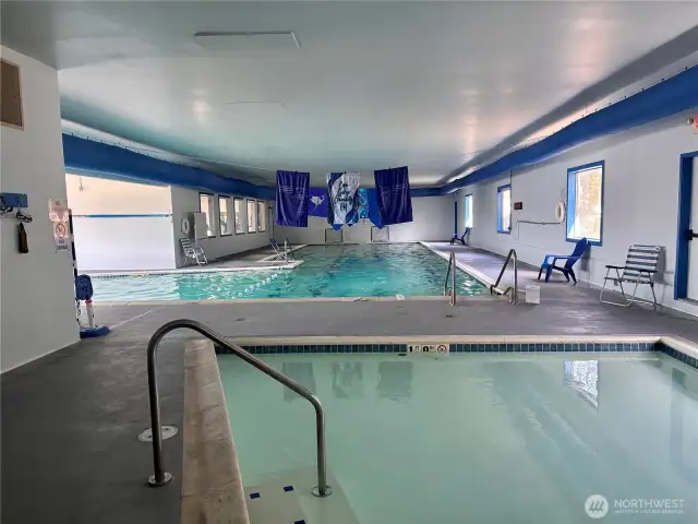 Indoor Pool equipped with small wading pool and adult lap pool.