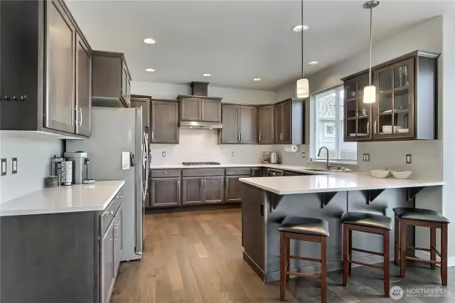 Dining peninsula with room for three.