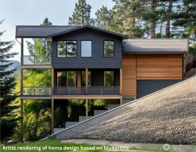 Artist rendering of home design based on blue prints