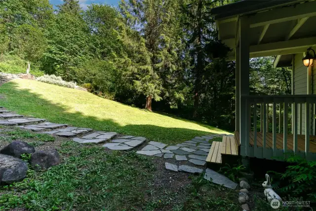 Flagstone steps to cabin