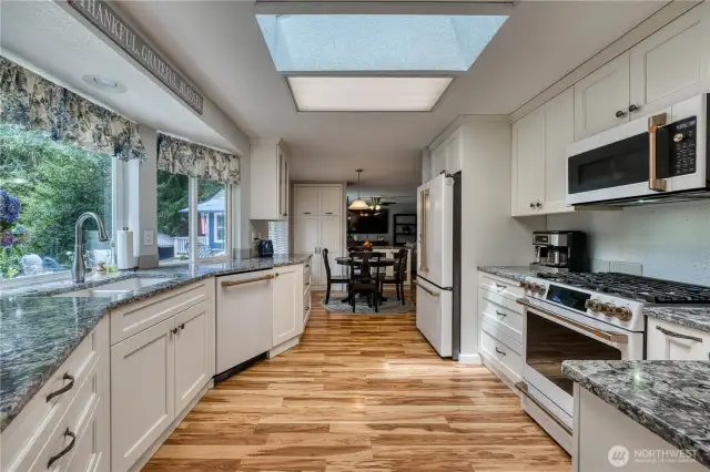 Updated kitchen with a view of the backyard!