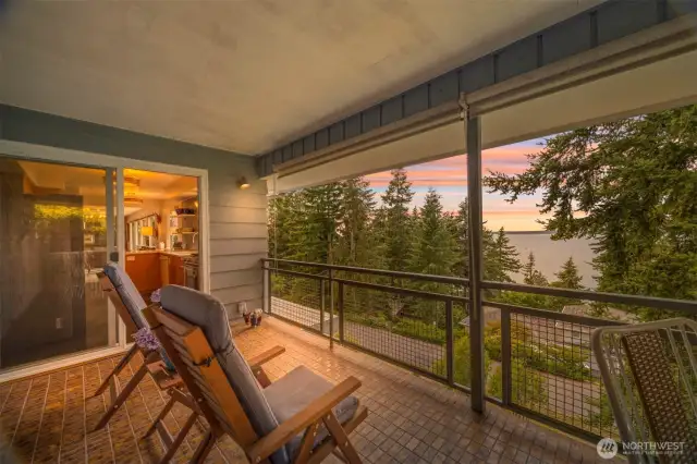 Views from both upper and lower exterior spaces.
