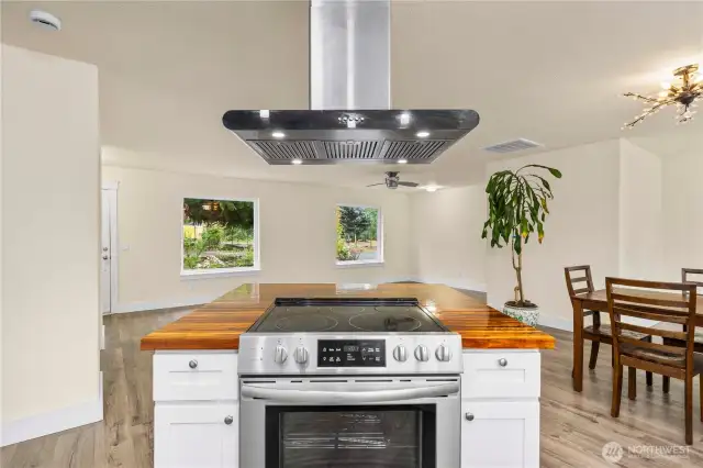 The kitchen is open to the dining room and living room for a very friendly floor plan.