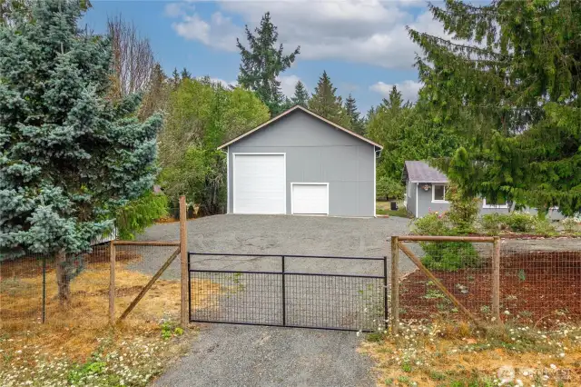This is the view of the gate on the south side going straight to the shop.