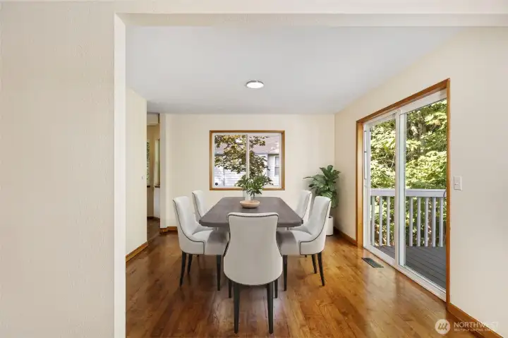 Dining room shown with virtual staging