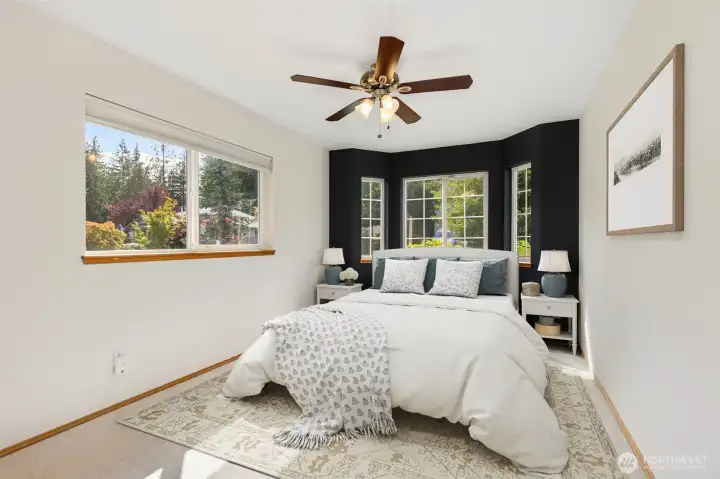 Guest bedroom #1 shown with virtual staging