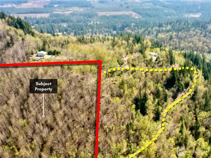 Overhead view with approximate boundaries in red.